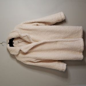 Ladies small faux sherpa off white coat